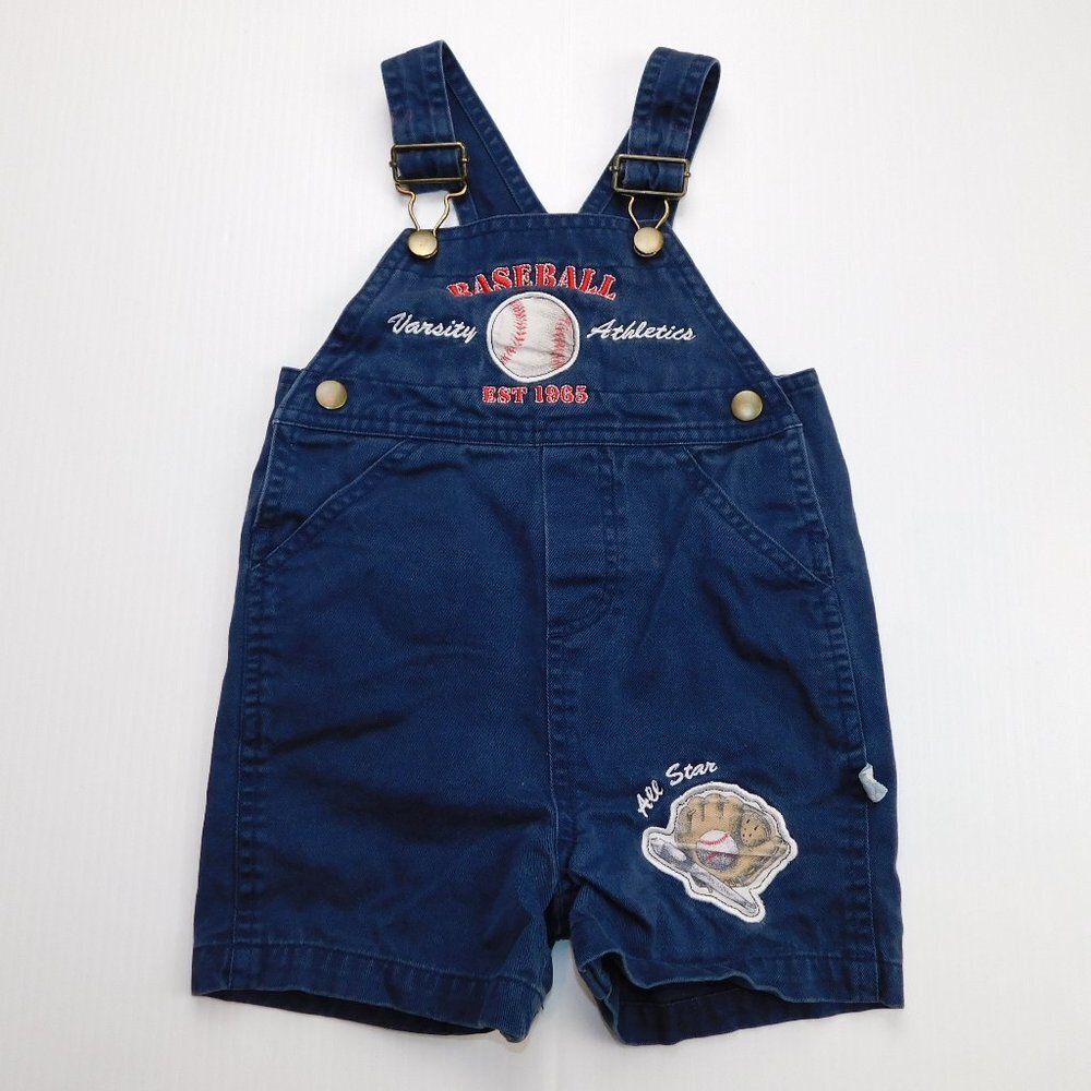 Blue Baseball Theme Short Overalls Baby Boy 24 Months 24M
